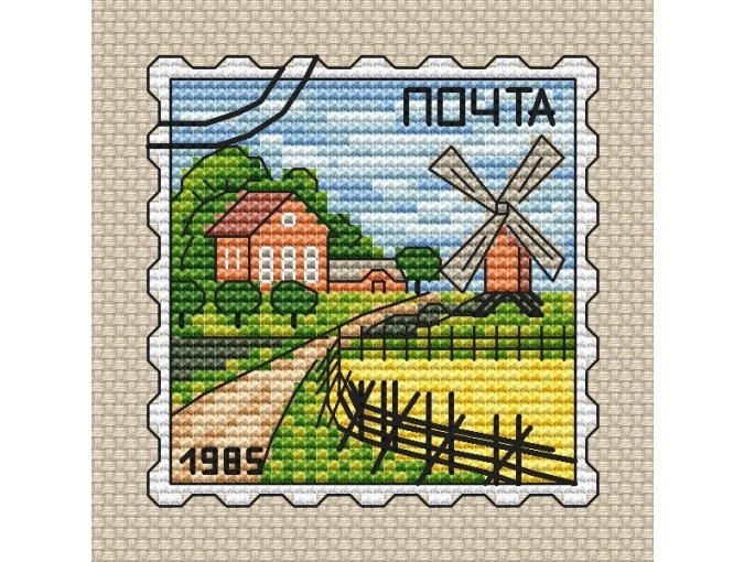 Postage Stamp. Mill Cross Stitch Pattern фото 2