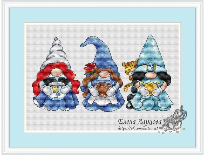 Gnomes Ariel, Belle, Jasmine Cross Stitch Pattern фото 1
