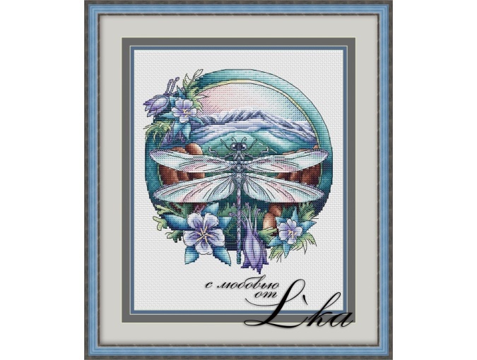 Lilac Dragonfly Cross Stitch Pattern фото 1