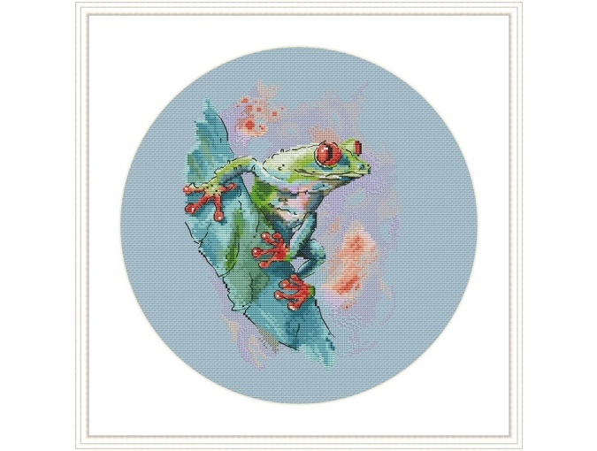 Tree Frog on a Lilac Background Cross Stitch Pattern фото 4