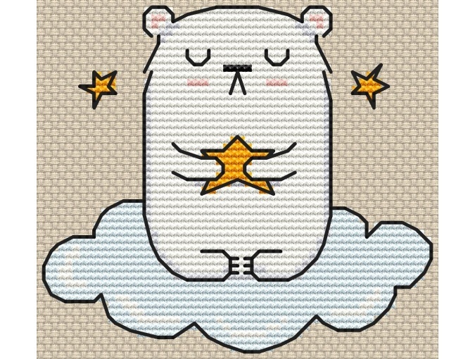 Bear on the Cloud Cross Stitch Pattern фото 2
