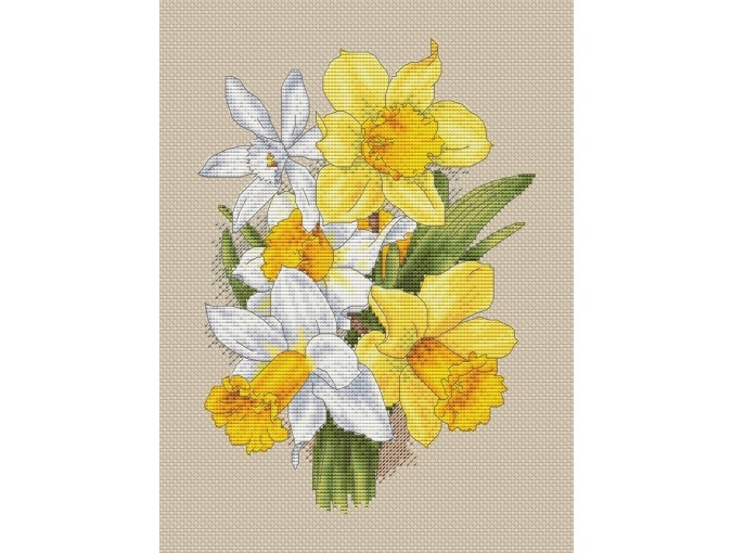 Bright Daffodils Cross Stitch Pattern фото 1