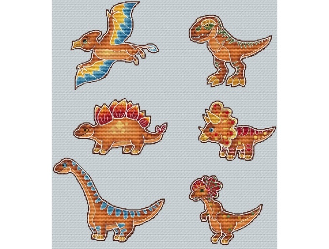 Gingerbread Dinosaurs Cross Stitch Pattern фото 1