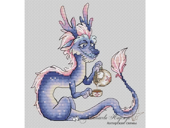 Tea Dragon Cross Stitch Chart фото 1