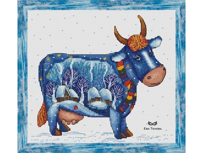 Snowy Cow Cross Stitch Pattern фото 1