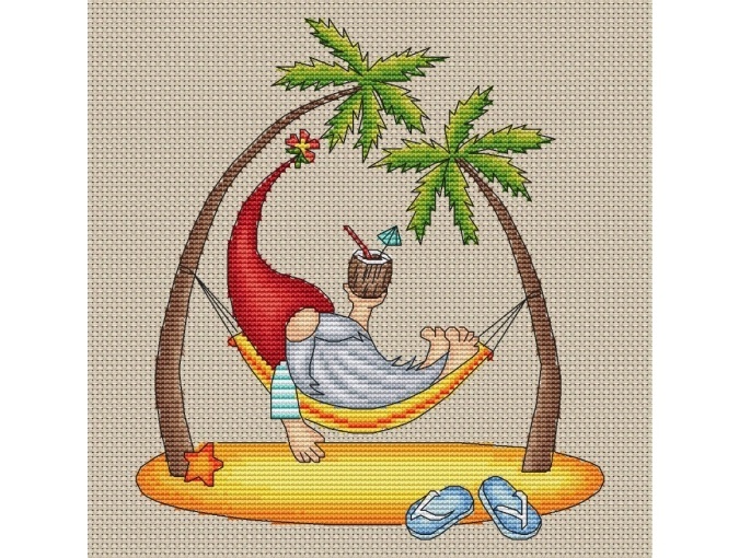 Beach Gnome Cross Stitch Pattern фото 1