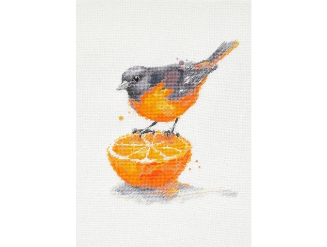 Bird and Orange Cross Stitch Pattern фото 2