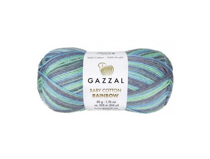Gazzal Baby Cotton Rainbow, 50% Cotton, 50% Acrylic 10 Skein Value Pack, 500g фото 8