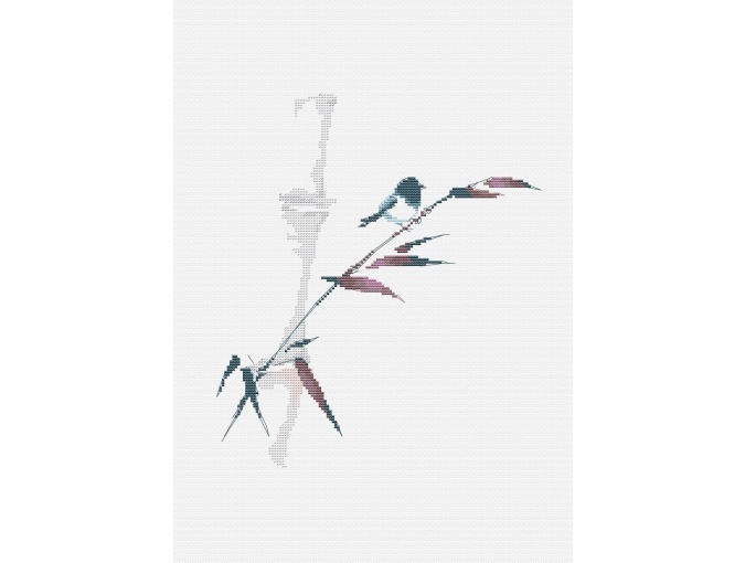 Bird on Bamboo Cross Stitch Pattern фото 1