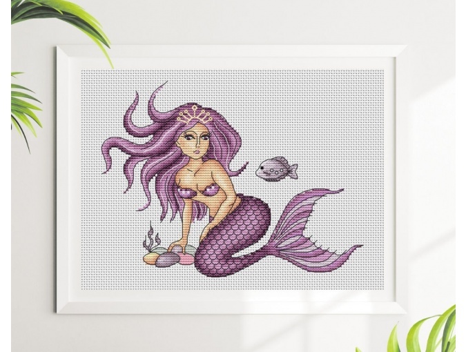 Lilac Mermaid Cross Stitch Pattern фото 2