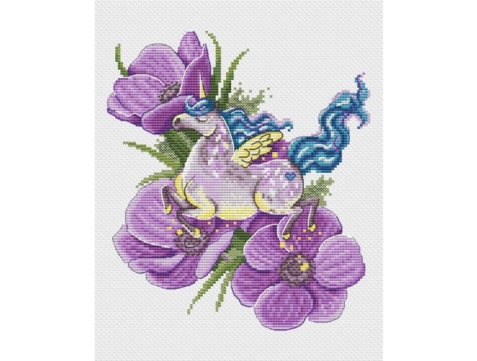 Unicorn Anemone Cross Stitch Pattern фото 1
