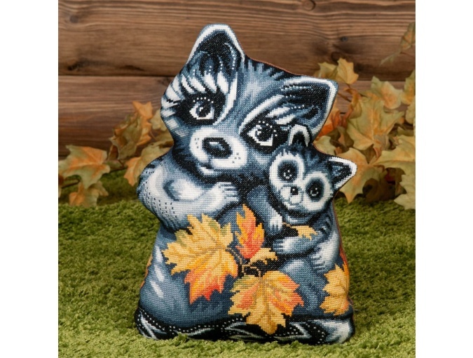 Little Raccoon Cushion Cross Stitch Kit фото 1