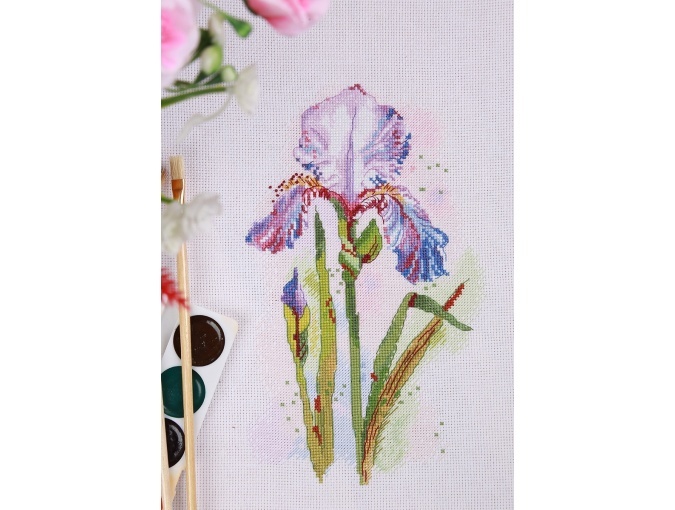 Watercolour Iris Cross Stitch Kit фото 3