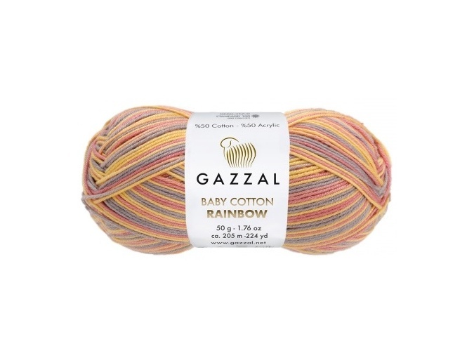 Gazzal Baby Cotton Rainbow, 50% Cotton, 50% Acrylic 10 Skein Value Pack, 500g фото 11
