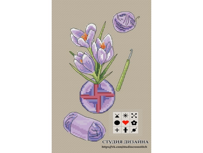 Temari. Crocus Cross Stitch Pattern фото 1