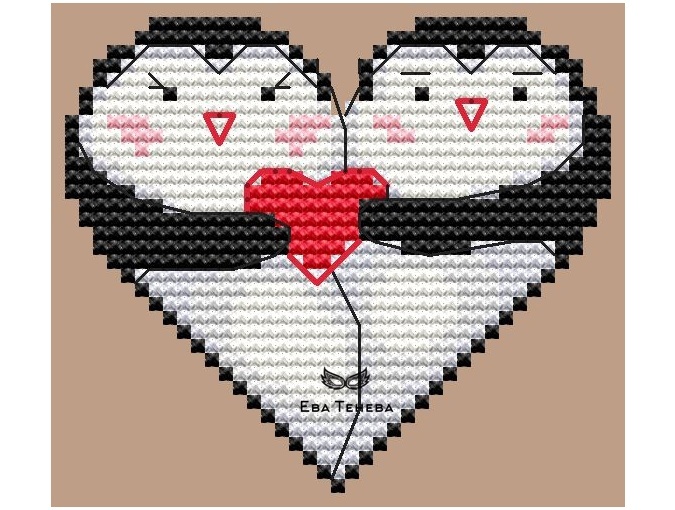 Valentine's Day. Penguins Cross Stitch Pattern фото 1