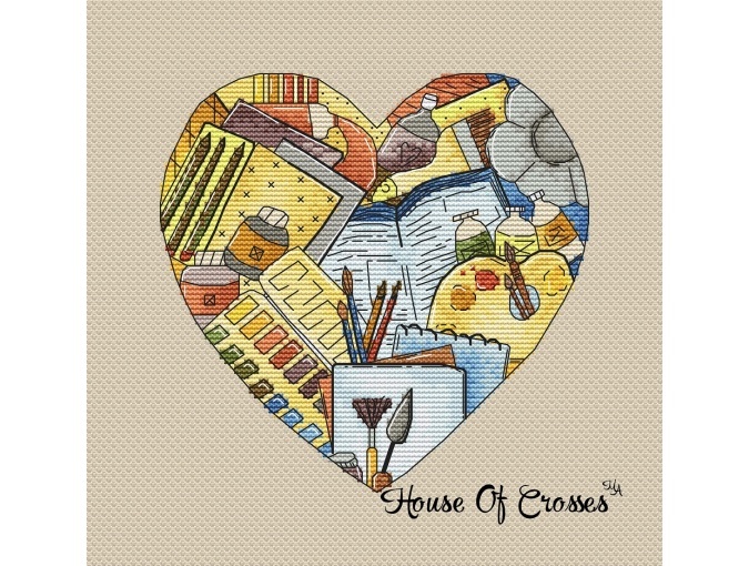 Heart Art Cross Stitch Pattern фото 1