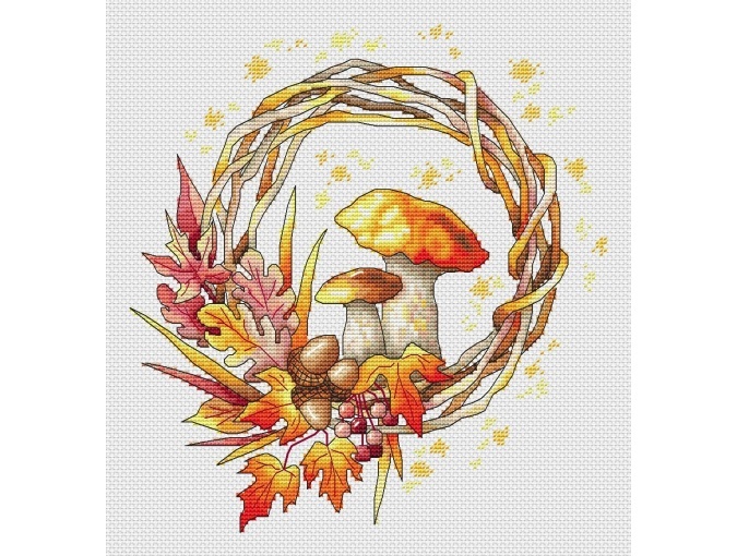 Musroom Wreath Cross Stitch Pattern фото 1