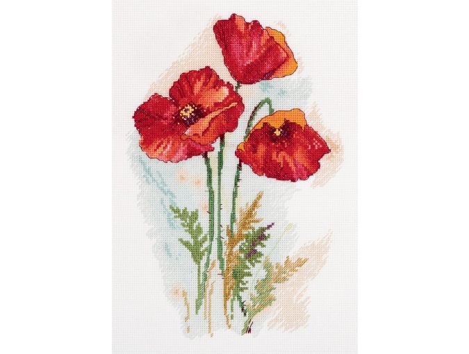 Watercolour Poppies Cross Stitch Kit фото 1