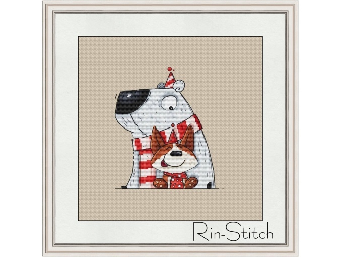 Polar Bear and Dog Cross Stitch Pattern фото 1