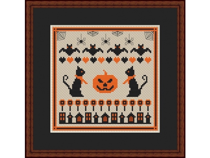 Halloween Primitive Cross Stitch Pattern фото 1
