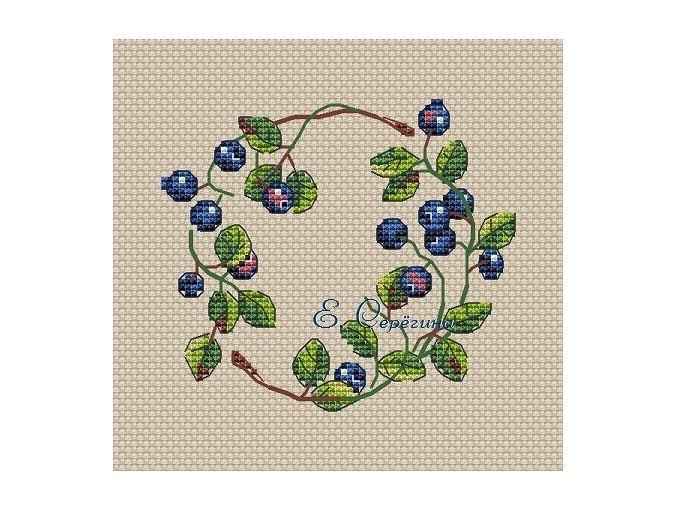 Blueberry Wreath Cross Stitch Pattern фото 2