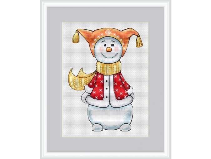 Snowman in Yellow Cross Stitch Pattern фото 1
