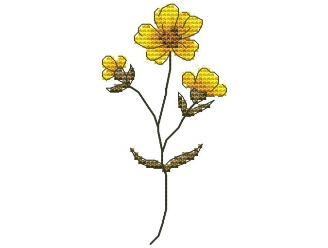 Wildflowers. Buttercup Cross Stitch Pattern фото 1