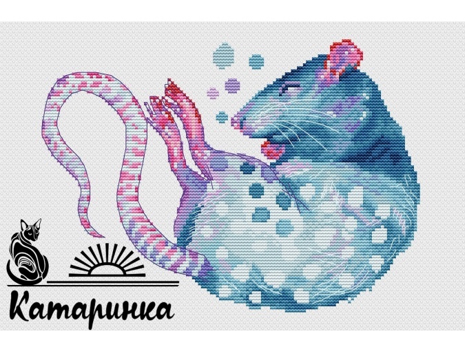 Rat with Bubbles Cross Stitch Pattern фото 1