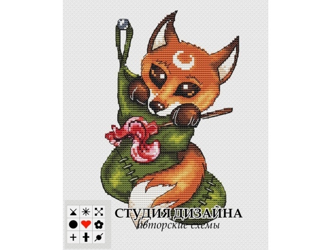 Fox in a Sock Cross Stitch Pattern фото 1