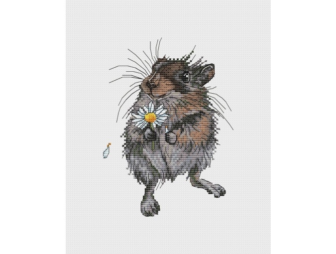 Hamster with Chamomile Cross Stitch Pattern фото 2