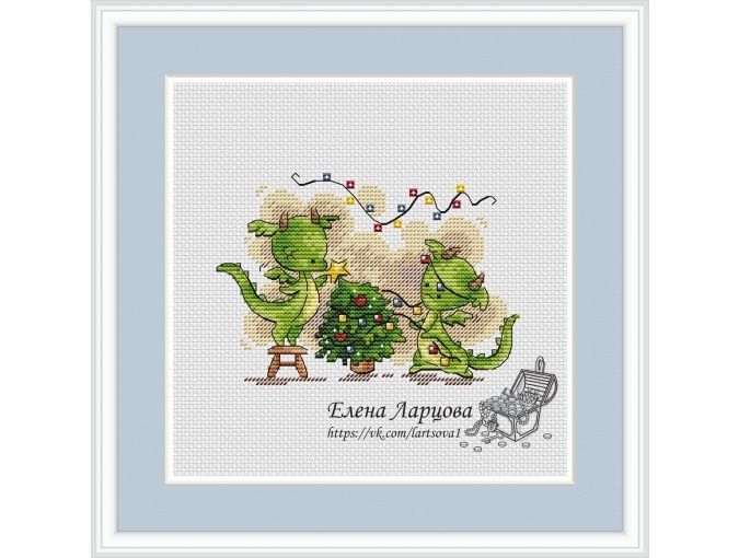 Little Dragons. Garland Cross Stitch Pattern фото 1