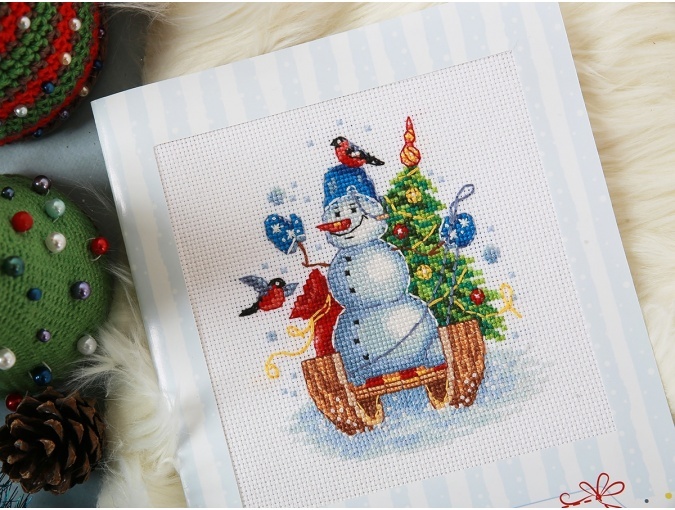 Postcard. Holiday Snowman Cross Stitch Kit фото 4