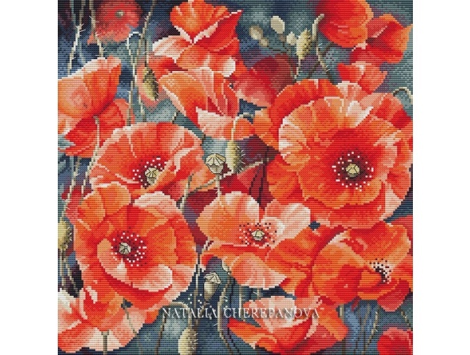 Red Poppies Cross Stitch Pattern, code NC-123 Natalya Cherepanova | Buy ...