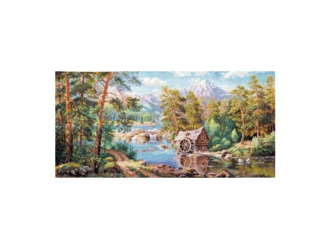Landscape with a Watermill Cross Stitch Kit фото 1