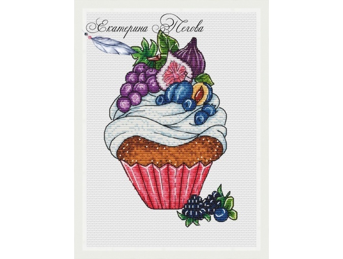 Summer Cupcakes. Blue Violet Cross Stitch Pattern фото 1