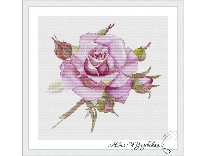 Watercolor Pink Rose Cross Stitch Pattern фото 1