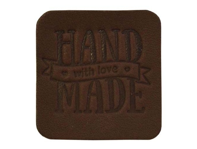 Label "Handmade", leather natural, square фото 8