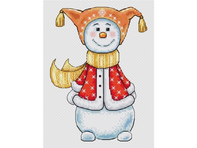 Snowman in Yellow Cross Stitch Pattern фото 2