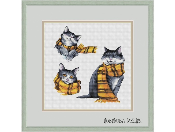 Hufflepuff Cats Cross Stitch Pattern фото 1