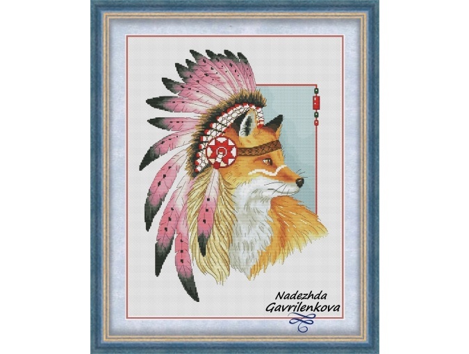 Amerindian Fox Cross Stitch Pattern фото 1