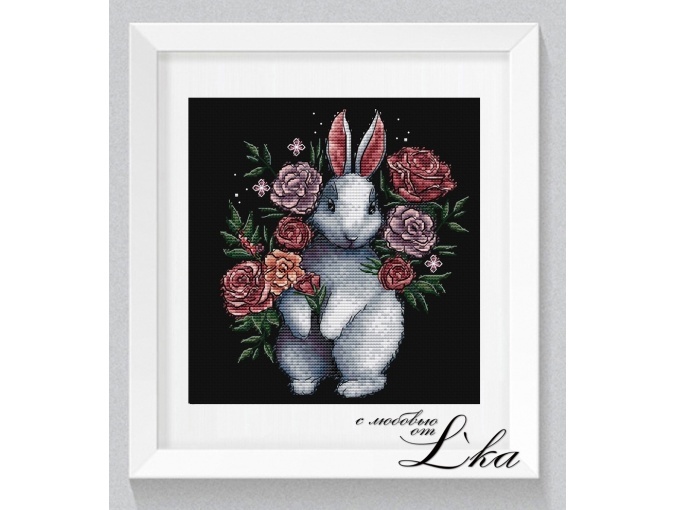 Bunny in Flowers Cross Stitch Pattern фото 1
