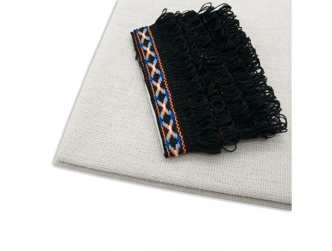 Patchwork Fabric with Black Braid Jacquard Fringe фото 1