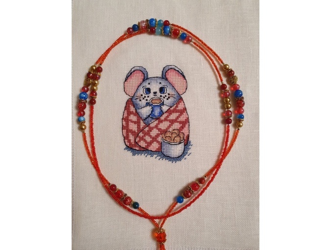 Mouse in a Blanket Cross Stitch Pattern фото 2