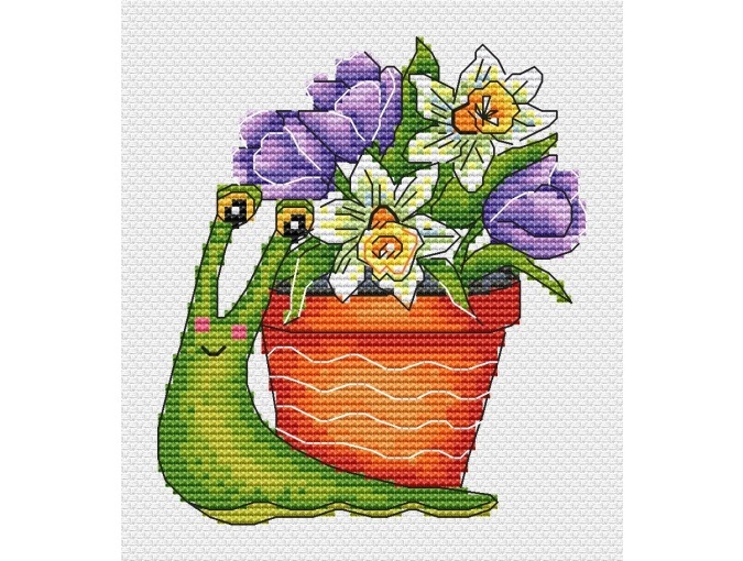 Snail. Spring Cross Stitch Pattern фото 3