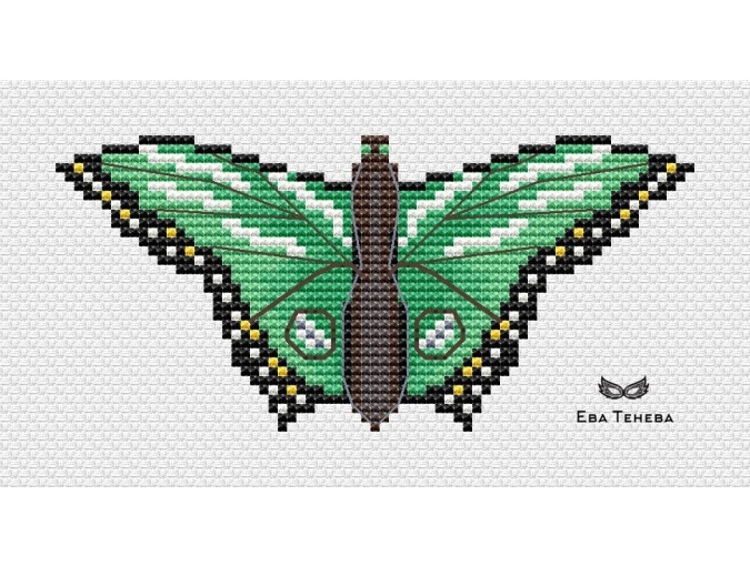Butterfly. Emerald Cross Stitch Pattern фото 2