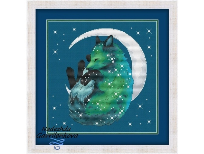 Moon Fox Cross Stitch Pattern фото 1