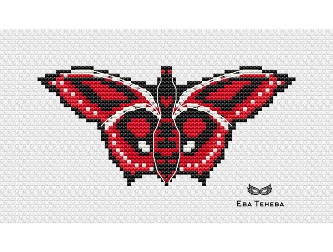 Butterfly. Red Heat Cross Stitch Pattern фото 2