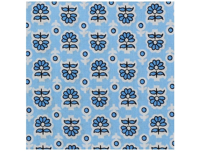 Flower Motifs Patchwork Fabric, color blue фото 1