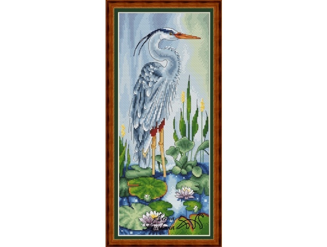 Great Blue Heron Color Symbols Charts Counted Cross Stitch Patterns 